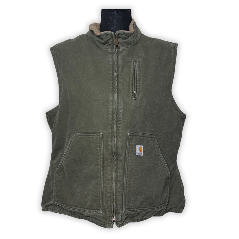 Carhartt Green Utility Vest with High Collar